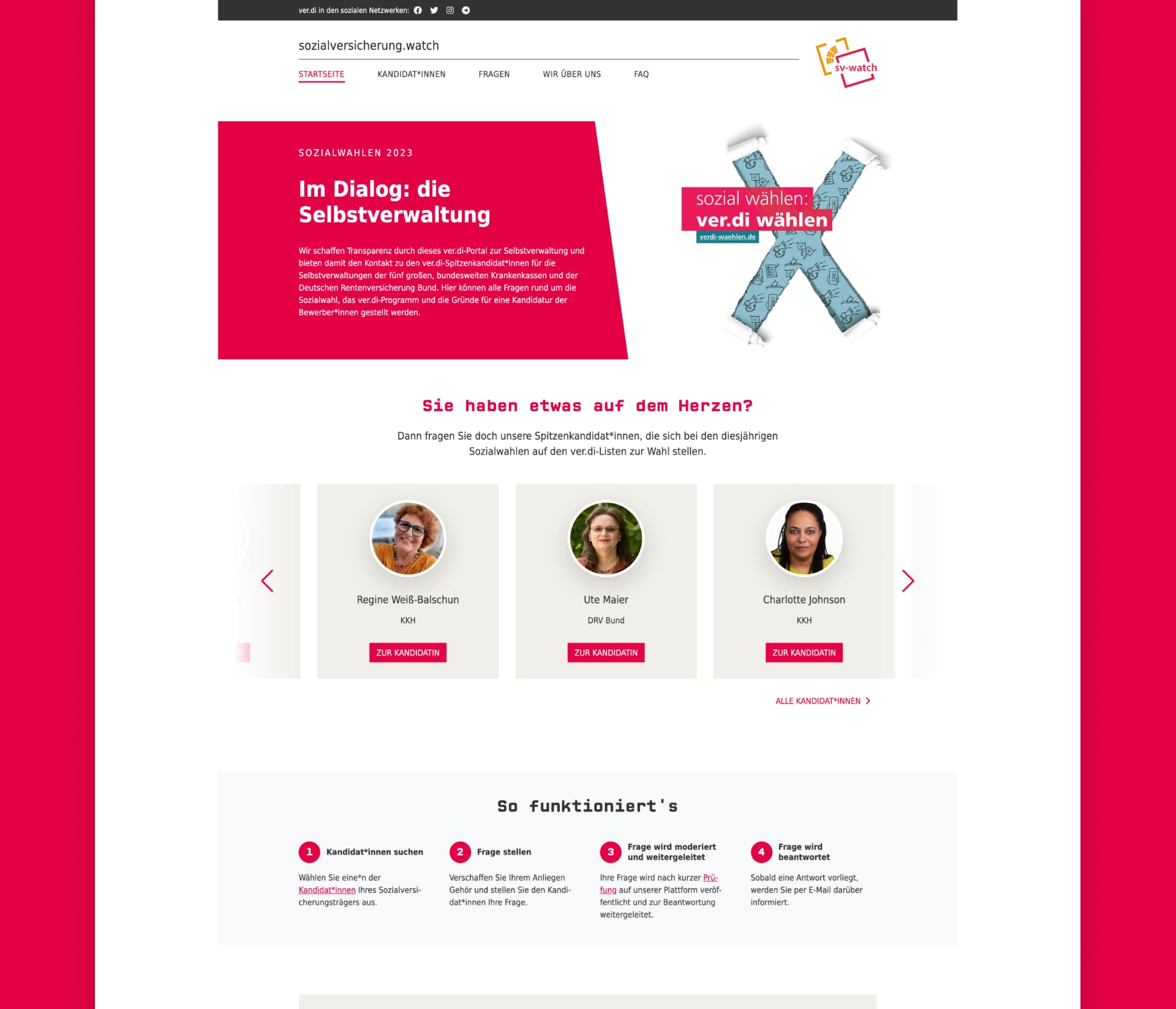 Screenshot der Startseite von sozialversicherung.watch